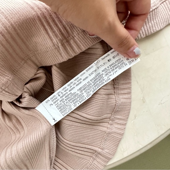 Zara Beige Ribbed Mockneck Short Sleeve Top - Picture 6 of 7